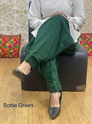Woolen Knitted Salwar - BottleGreen