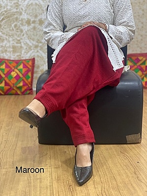 Woolen Knitted Salwar - Maroon