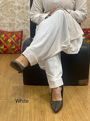 Woolen Knitted Salwar - White