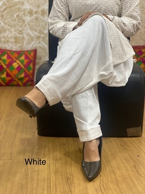 Woolen Knitted Salwar - White