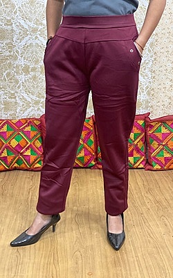 Woolen Knitted Trouser - Maroon