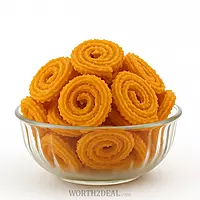 Worth2Deal Kerala Chakli in a glass bowl on a white background
