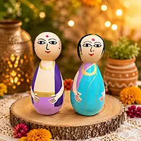 Channapatna Wooden Couple Dolls for Kids & Home Décor