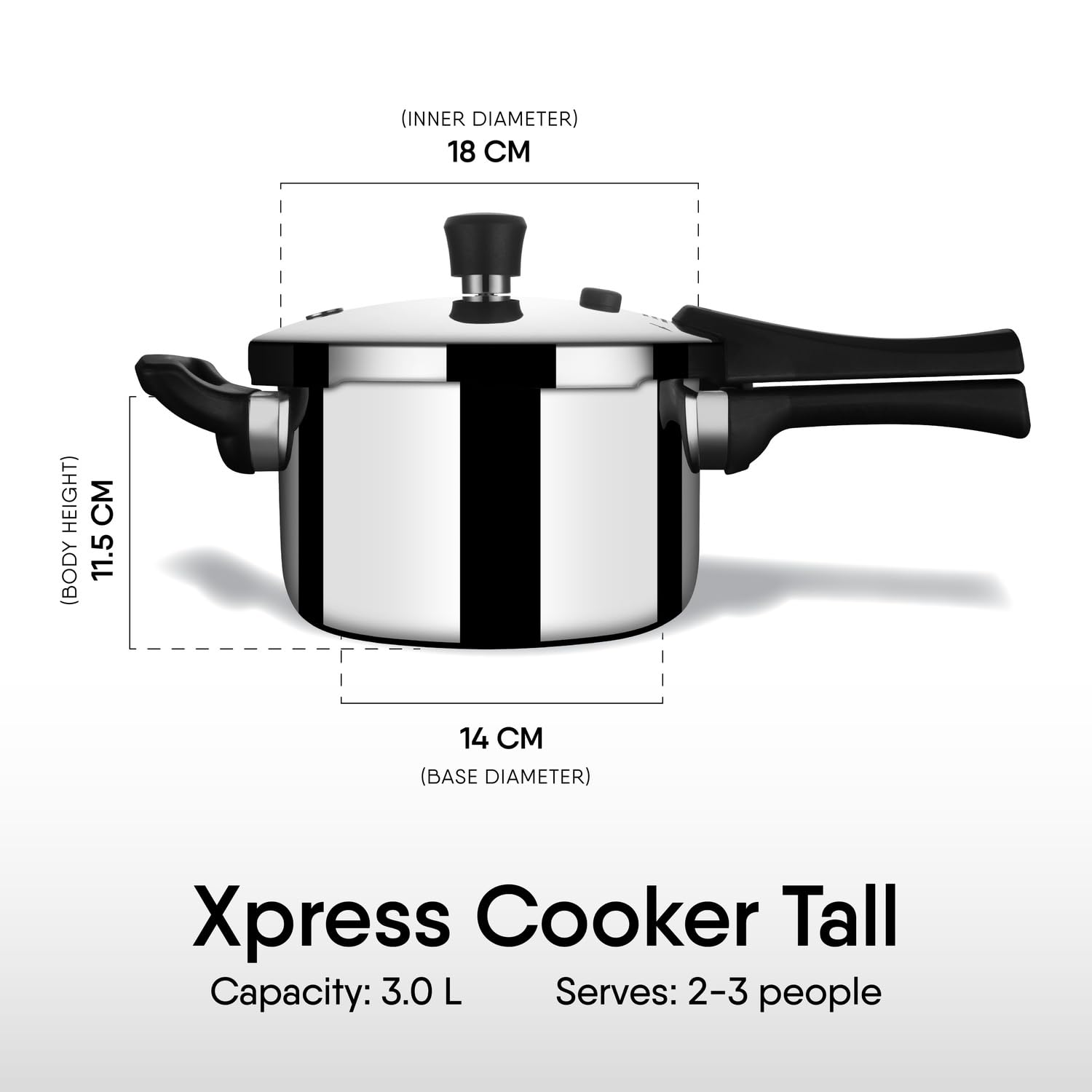 Stahl Xpress Triply Pressure Cooker Tall, Induction Cooker, Outer Lid Pressure Cooker,