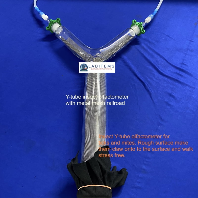 Y-tube insect olfactometer with metal mesh for Ticks and Mites