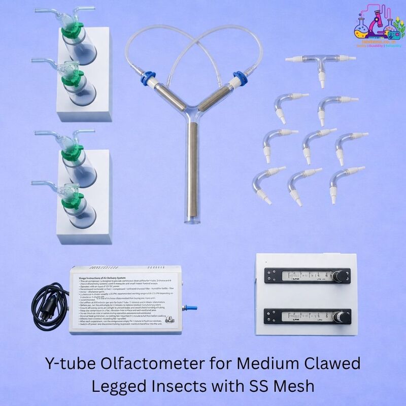 Y-tube Olfactometer for Medium Clawed Legged Insects with SS Mesh