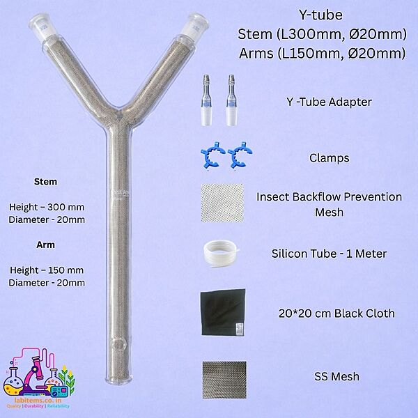 Y-tube - Claw legged insect with SS mesh - Stem (L120mm, Ø30mm) | Arms (L80mm, Ø30mm)