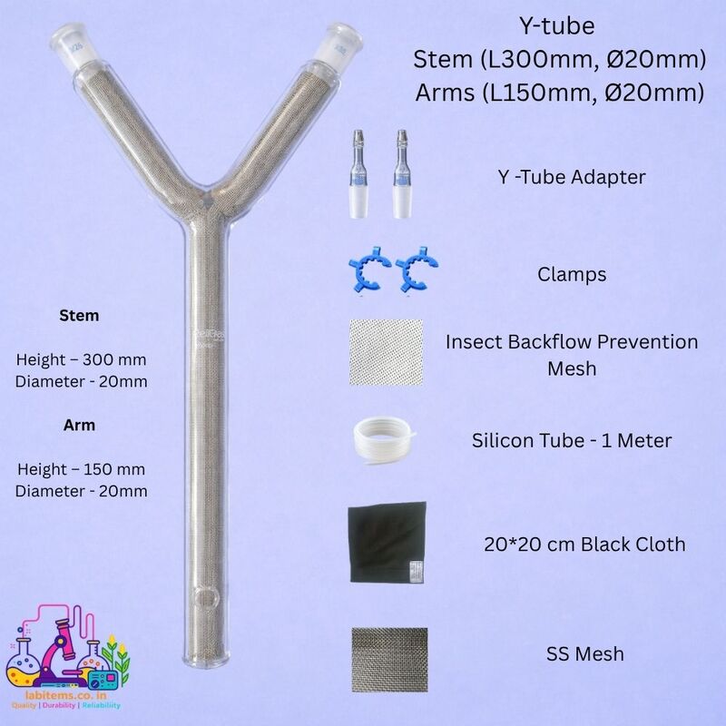 Y-tube - Claw legged insect with SS mesh - Stem (L120mm, Ø30mm) | Arms (L80mm, Ø30mm)