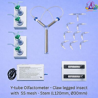 Y-tube Olfactometer for Entomology-claw legged insect with mesh grid medium to large size insects 30 dia
