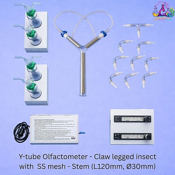 Y-tube Olfactometer for Entomology-claw legged insect with mesh grid medium to large size insects 30 dia