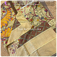 Munga Tusser silk saree with Kalamkari Prints YBRSTSK19038