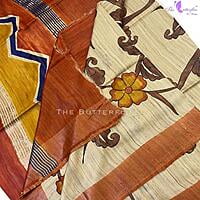 Hand Painted kalamkari sarees on Geecha Tusser YBRSTUS20382