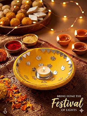 YELLOW BIG FIRNI MIRROR DIYA