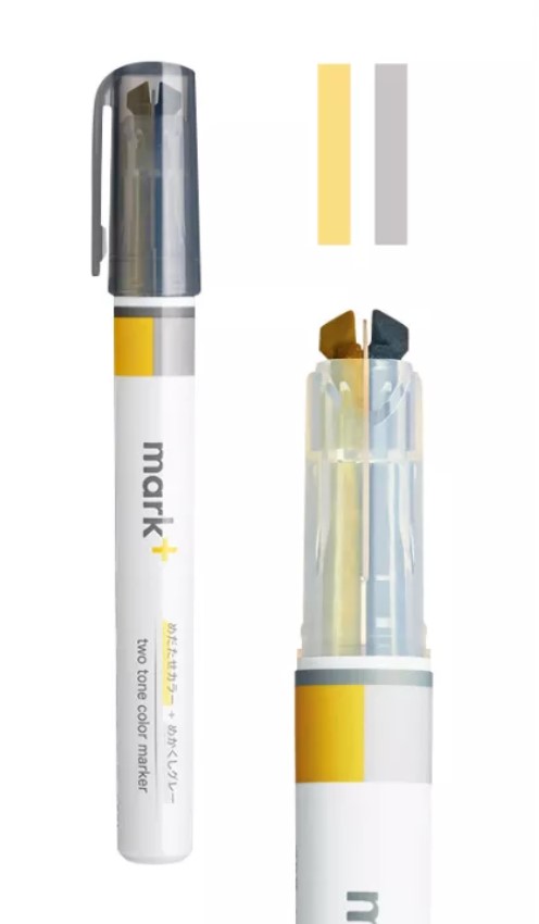 Kokuyo Highlighter Pen 2 Tone Mark Plus Gray Yellow
