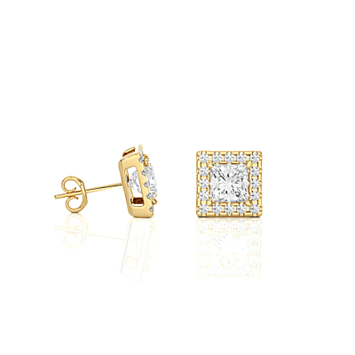 Tara Crown Glow – Halo Diamond Studs