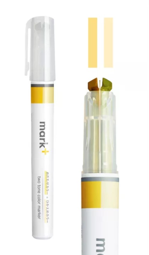Kokuyo Highlighter Pen 2 Tone Mark Plus Yellow