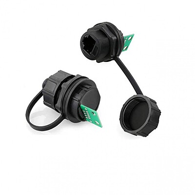 YT RJ45 Cat6A Female Socket Waterproof Ethernet Connector IP67 Panel Mount PCB Shield