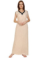 D-24 Cotton Sleeveless Nighty Maxi Free Size