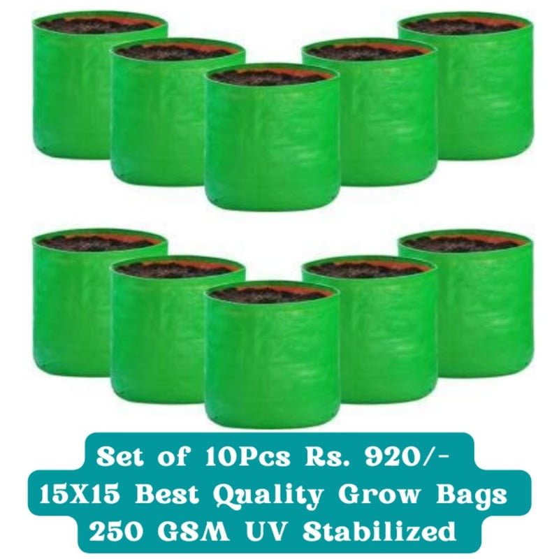 Set of 10Pcs15X15 Best Quality Grow Bags 250 GSM UV Stabilized-offer