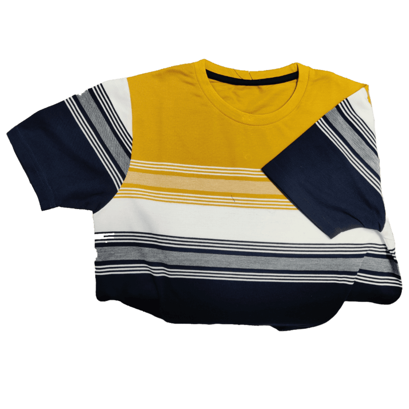 Yellow Stripes Round Neck Tshirt