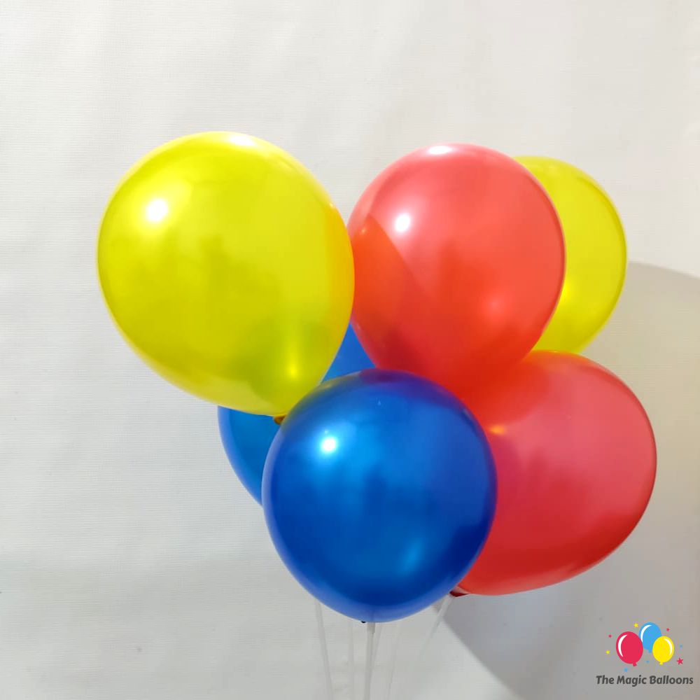 The Magic Balloons Store- Balloons for Theme Party, Summer Camp, Birthday, Wedding, Photoshoot Decoration, Plain Red, Blue, and Yellow Rubber/Latex Balloons Pack of 80pcs – 181493
