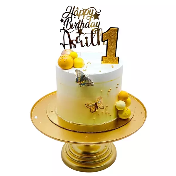 Yellow and White Butterfly Cake