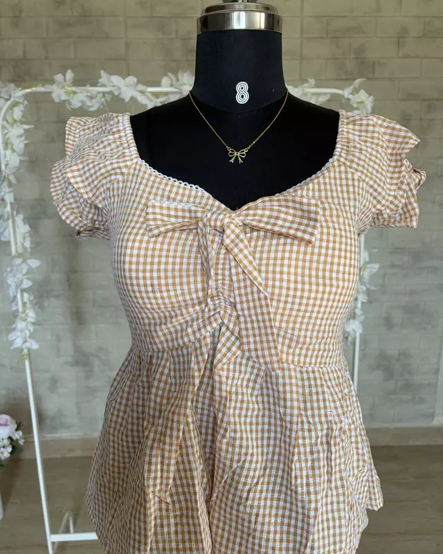 Gingham Peplum Top