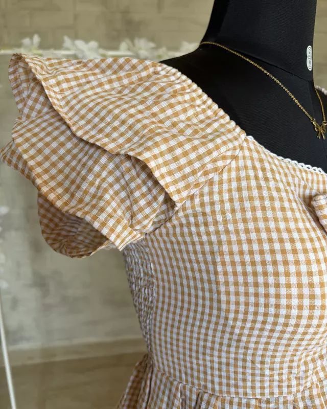 Gingham Peplum Top