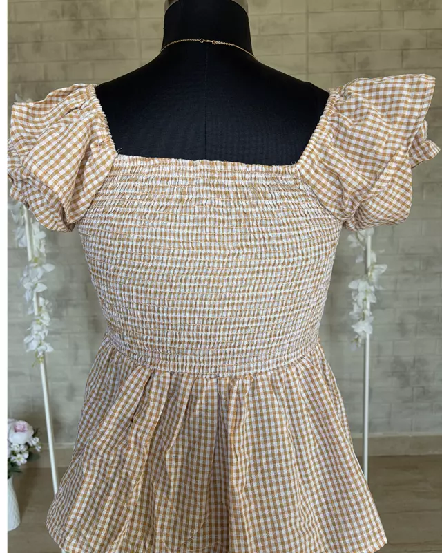 Gingham Peplum Top