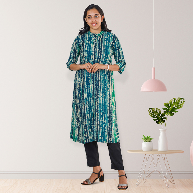 Zahari Striped Dress - Deep Teal