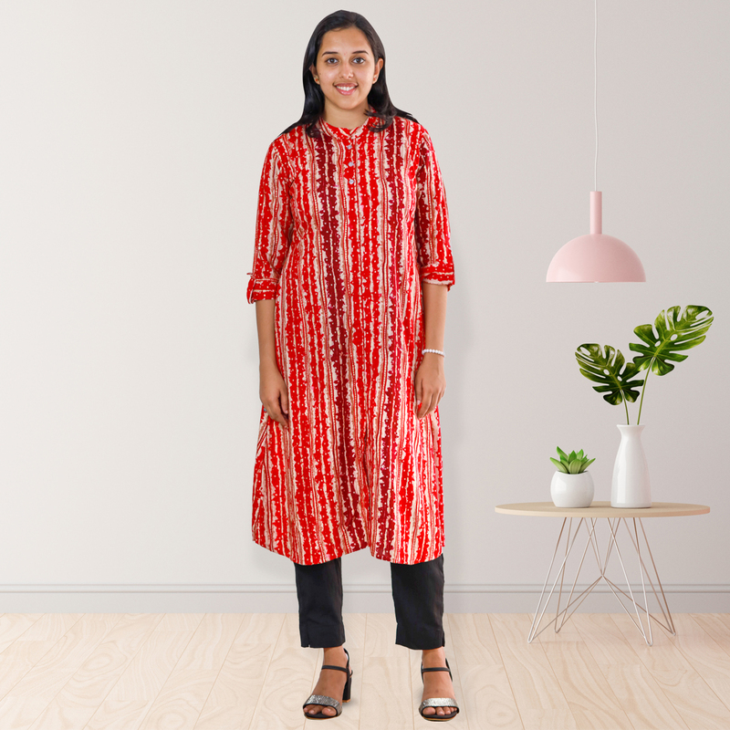 Zahari Striped Dress - Crimson Blaze