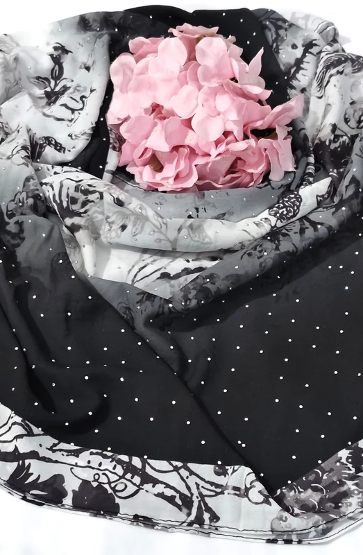 Zera Premium Georgette Digital Print Hijab with Stones All Around
