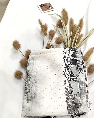 Zera Premium Georgette Digital Print Hijab with Stones All Around