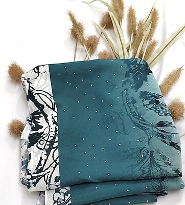 Zera Premium Georgette Digital Print Hijab with Stones All Around