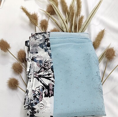 Zera Premium Georgette Digital Print Hijab with Stones All Around