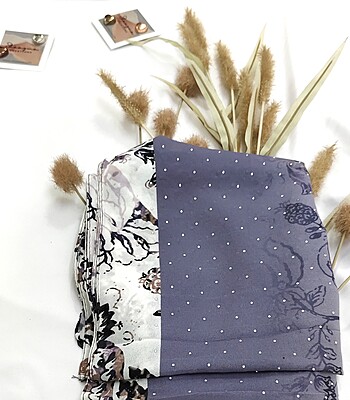 Zera Premium Georgette Digital Print Hijab with Stones All Around