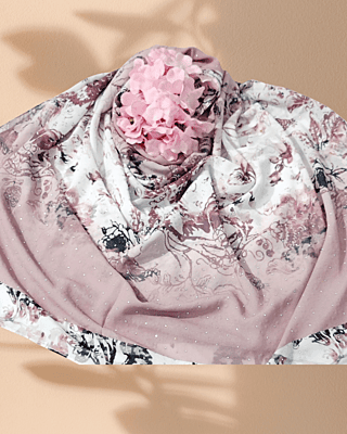 Zera Premium Georgette Digital Print Hijab with Stones All Around