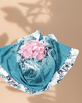 Zera Premium Georgette Digital Print Hijab with Stones All Around