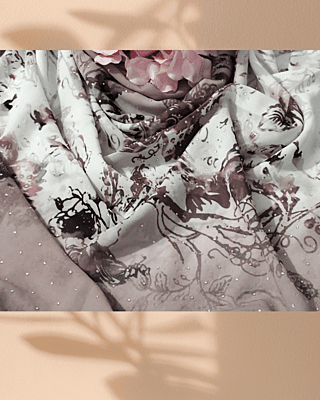 Zera Premium Georgette Digital Print Hijab with Stones All Around