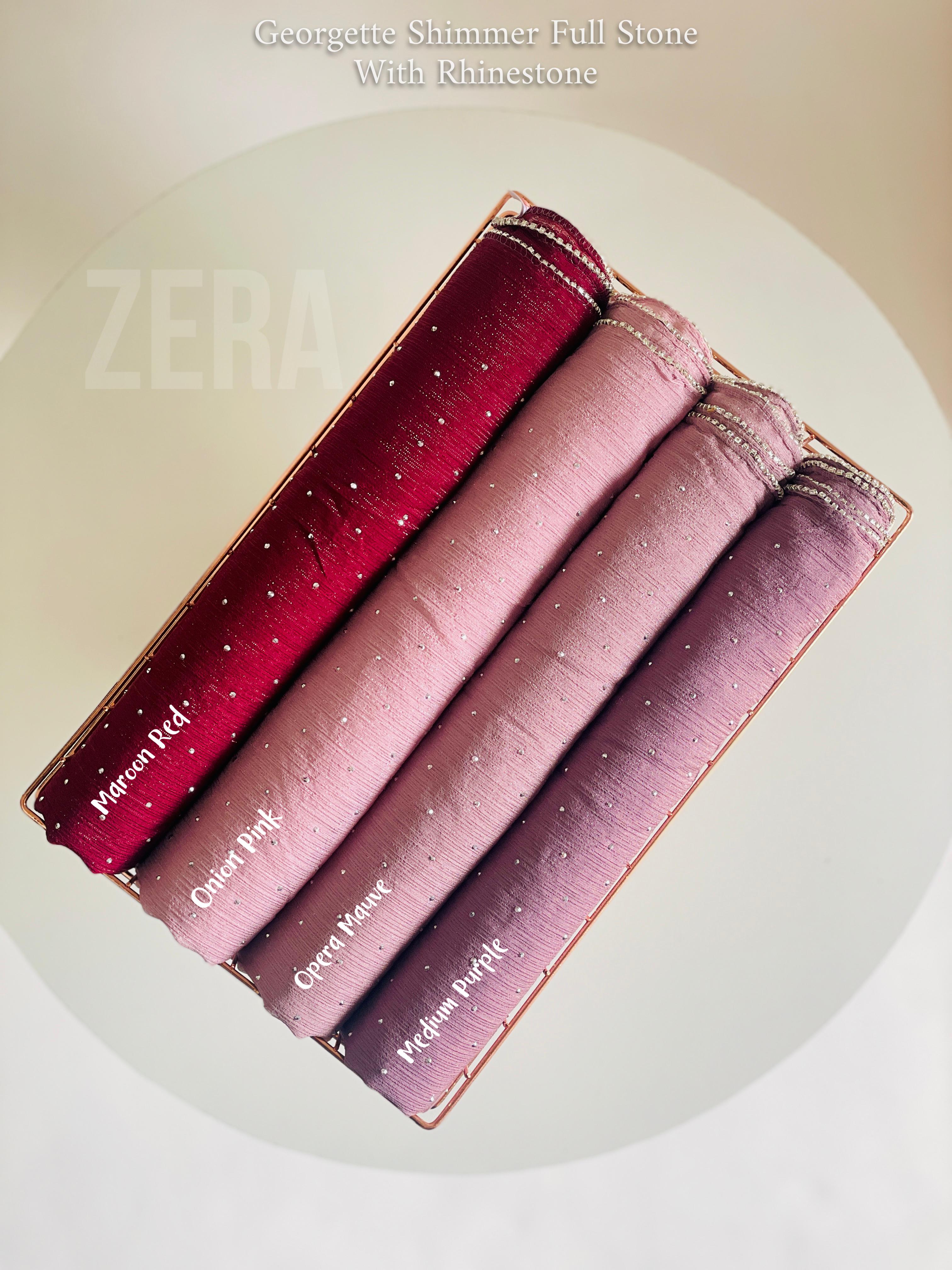 Zera Premium Malaysian Georgette Shimmer Full Stone With Rhinestones