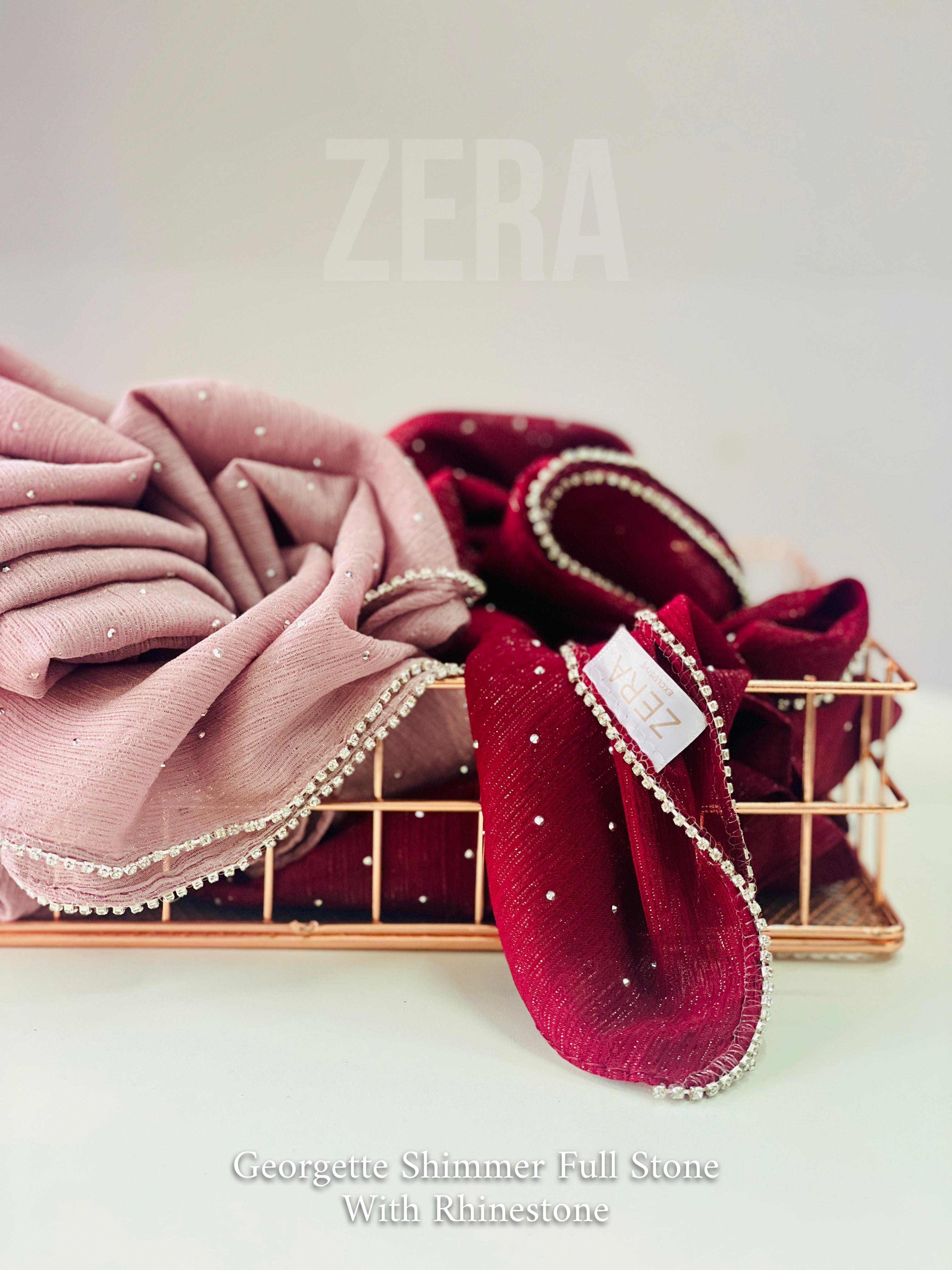 Zera Premium Malaysian Georgette Shimmer Full Stone With Rhinestones