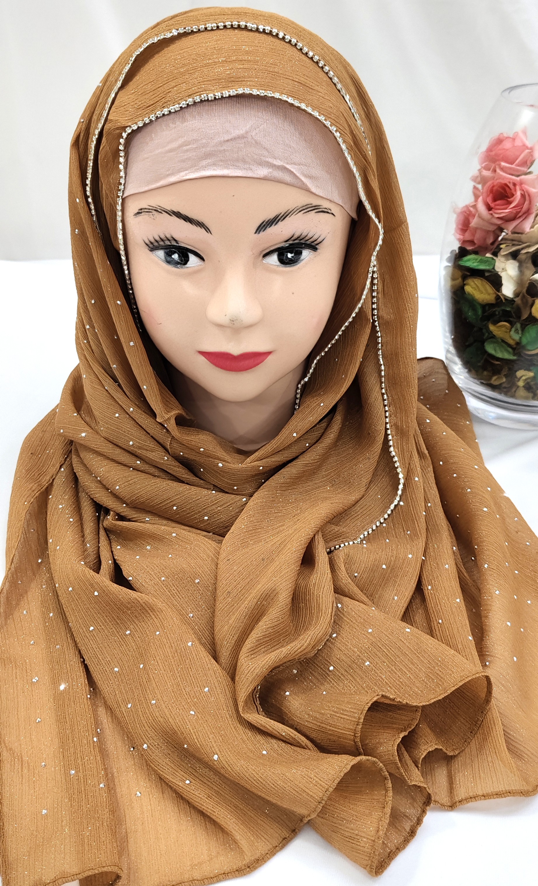 Zera Premium Malaysian Georgette Shimmer Embedded With Rhinestones