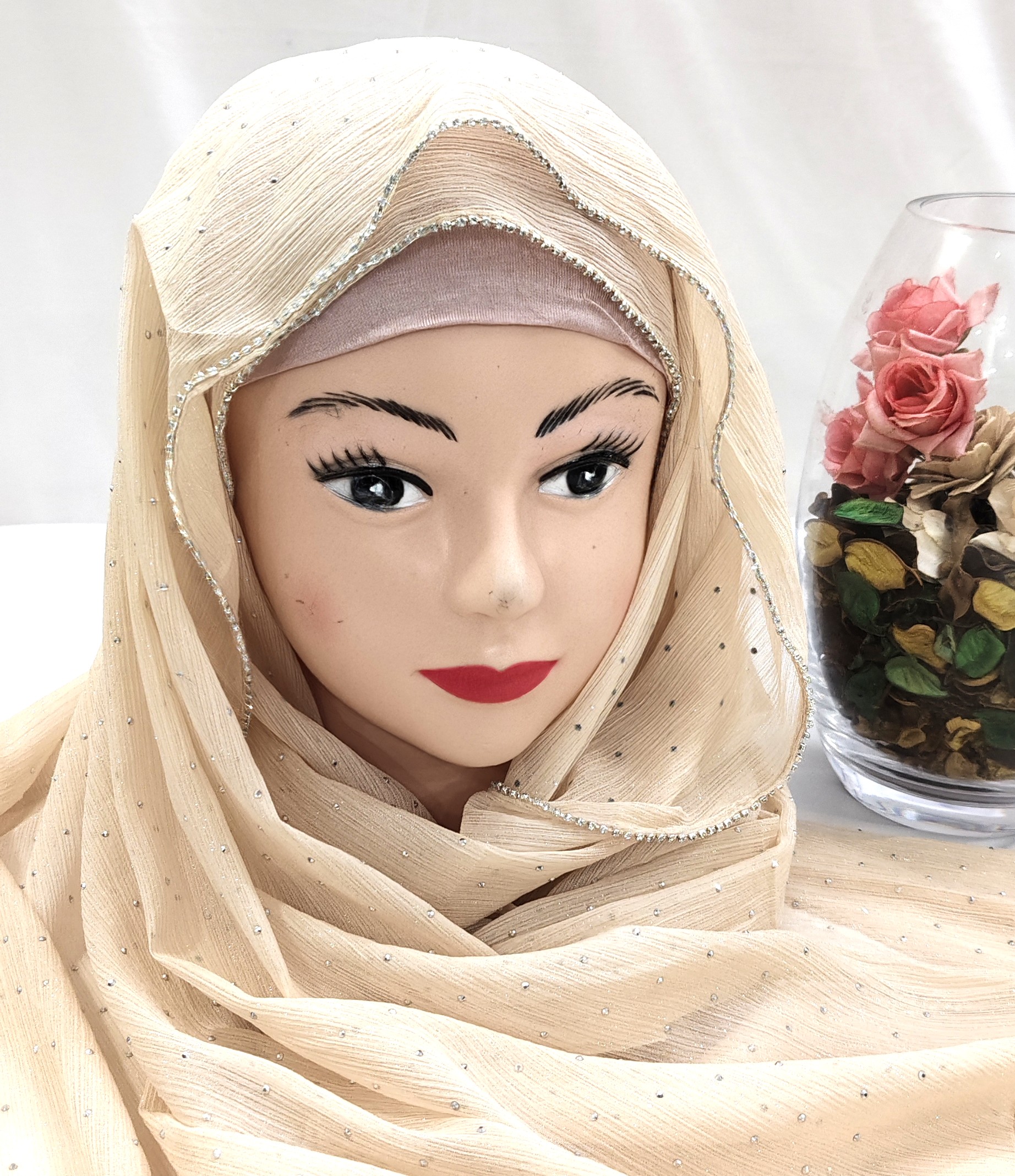 Zera Premium Malaysian Georgette Shimmer Embedded With Rhinestones