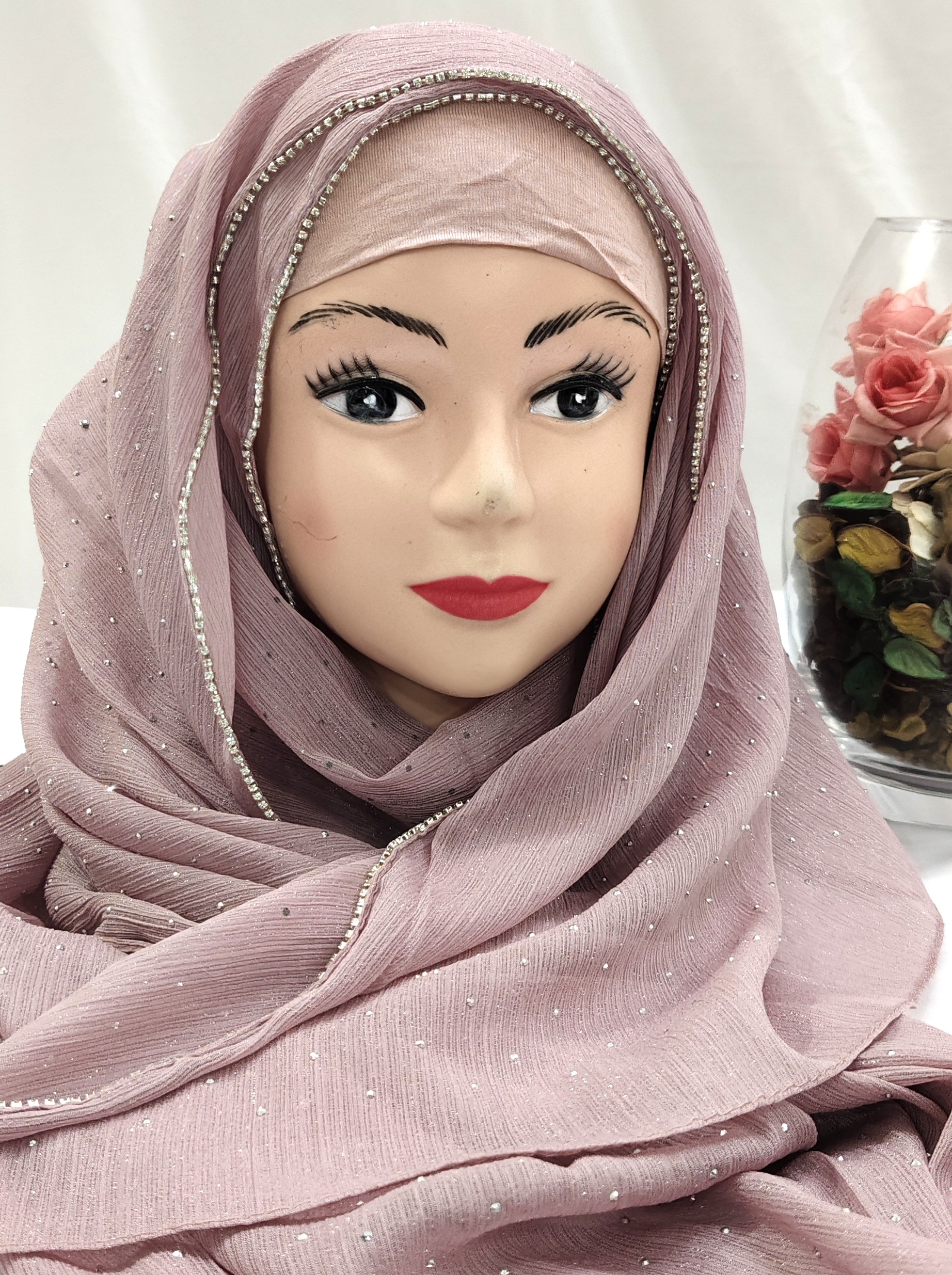 Zera Premium Malaysian Georgette Shimmer Embedded With Rhinestones