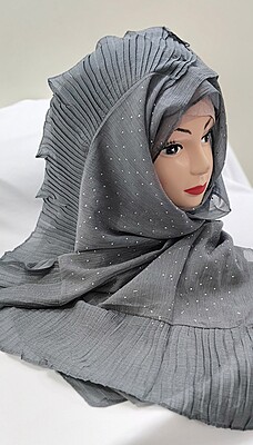 Zera Premium Malaysian Georgette Shimmer Border Embellished Stone and Frill