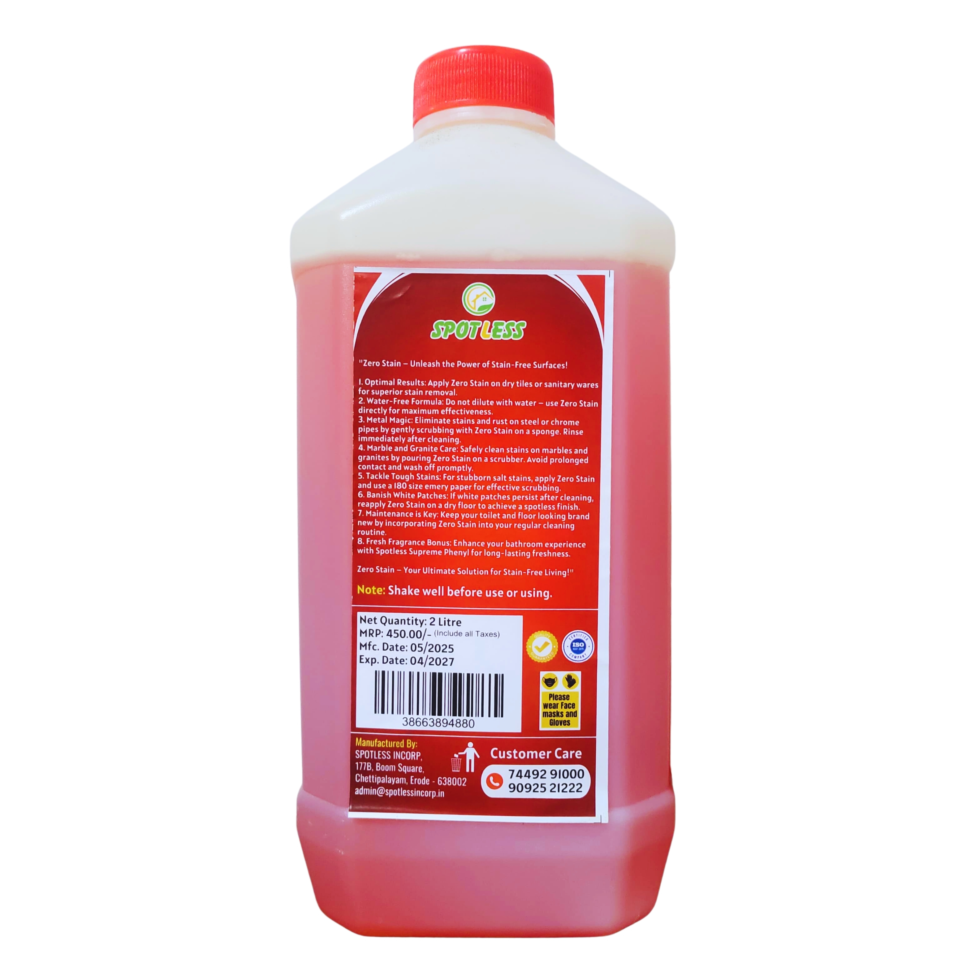 Zero Stain 2Litre Heavy-Duty Tile Cleaner | Sparkling Shine for Bathroom, Kitchen & Floor Tiles
