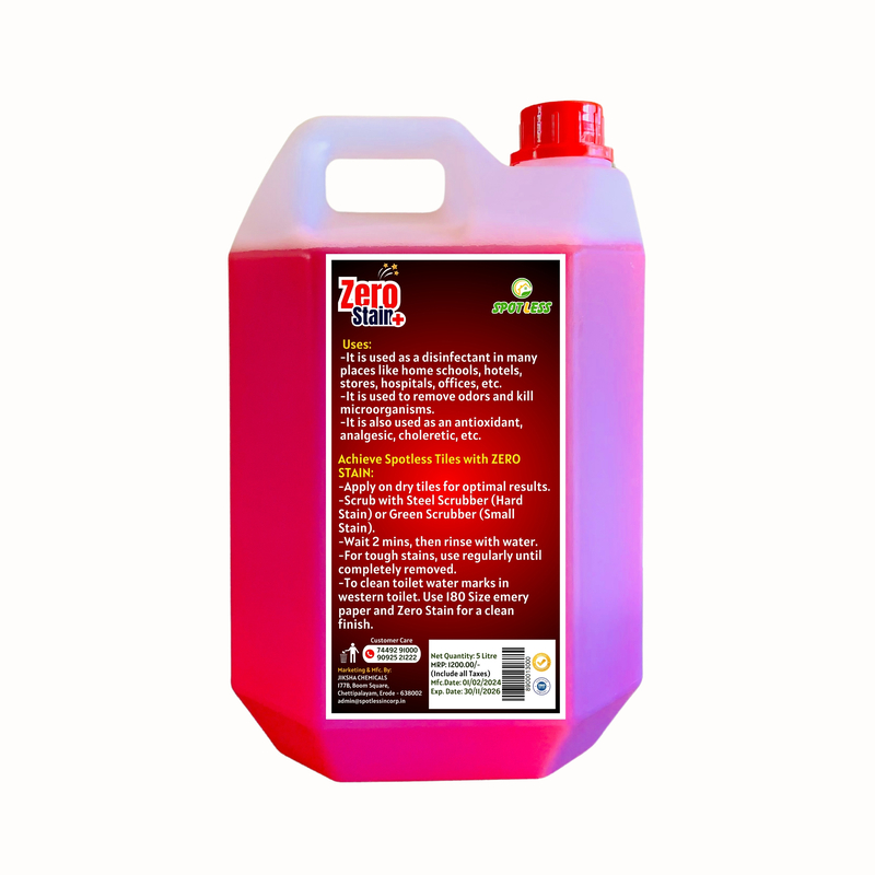 Zero Stain 5Litre Heavy-Duty Tile Cleaner | Sparkling Shine for Bathroom, Kitchen & Floor Tiles
