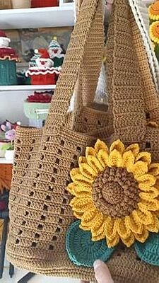 Sunflower Design Handmade Crochet Bag Sunflower Design Handmade Crochet Bag