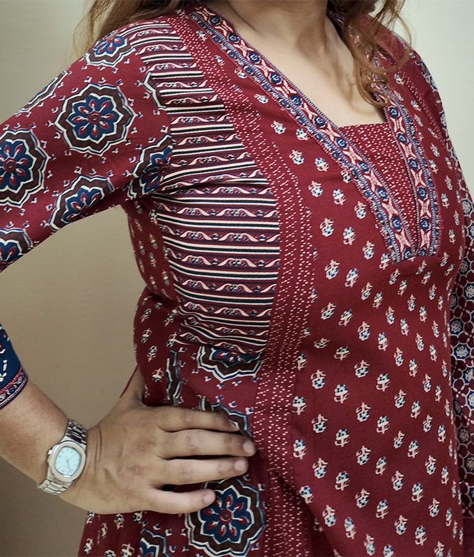 Maroon Motif Kurta Set