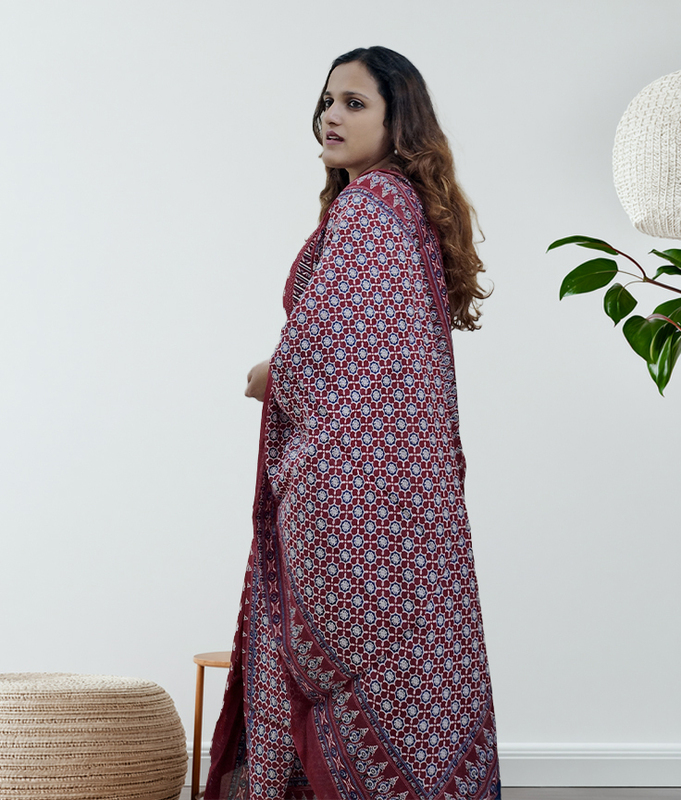 Maroon Motif Kurta Set